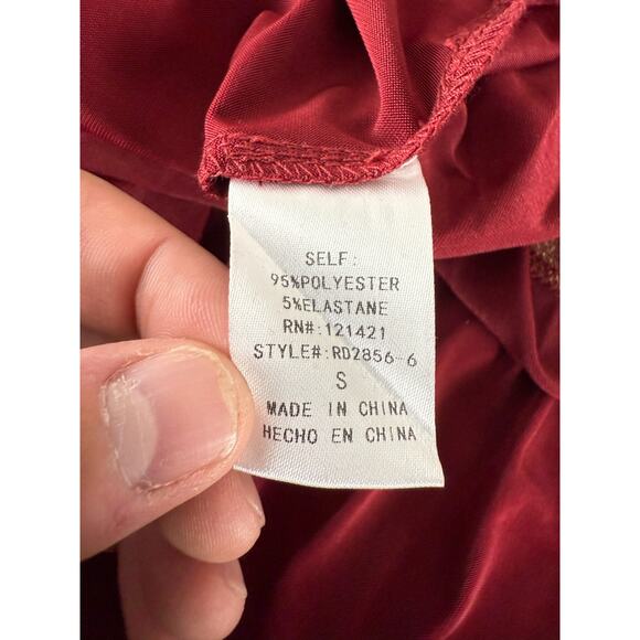 NEW Ellison Size S Shimmer Stretch V Neck Mini Tunic Dress Maroon Short Sleeve - Picture 7 of 9